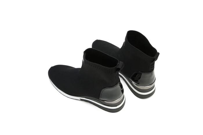 New Knitted Shoes Women High Top Women's Sock Sneakers Spring Women Knit Breathable Shoes Female Platform 6CM