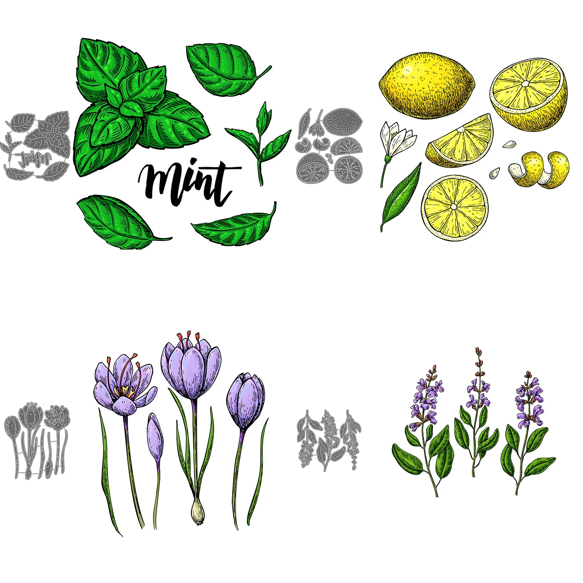 Набор изолированных форм для резки цветов и листьев металлические ремесленные