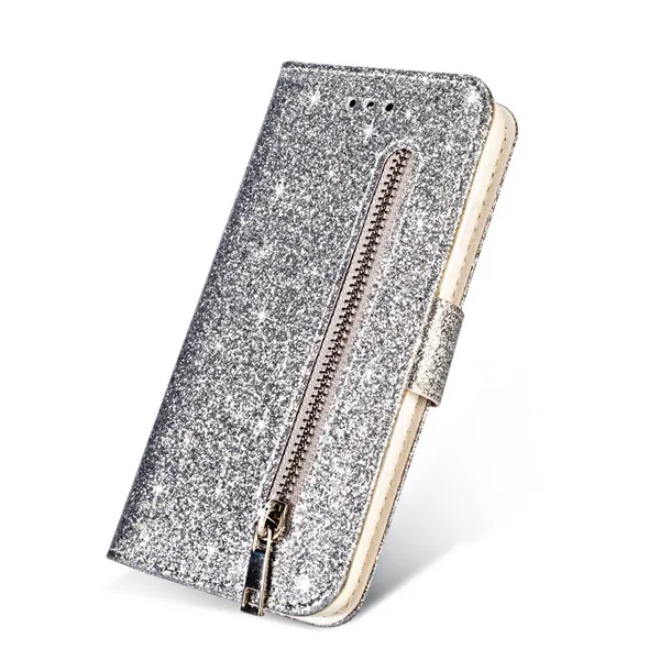 Silver Блестящий кожаный чехол для samsung A20E чехол Чехол для samsung Galaxy A70 A50 A40 A30 A20 A10 Примечание M10 M20 M30 чехол - Цвет: Silver