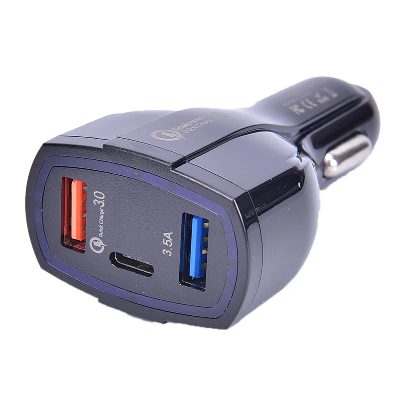 

USB Car Charger QC3.0 Quick Charge Adapter 2 USB Port +Type-C Fast Car Charger 5V/3.5A for Android iOS Tablet Universal Tablets