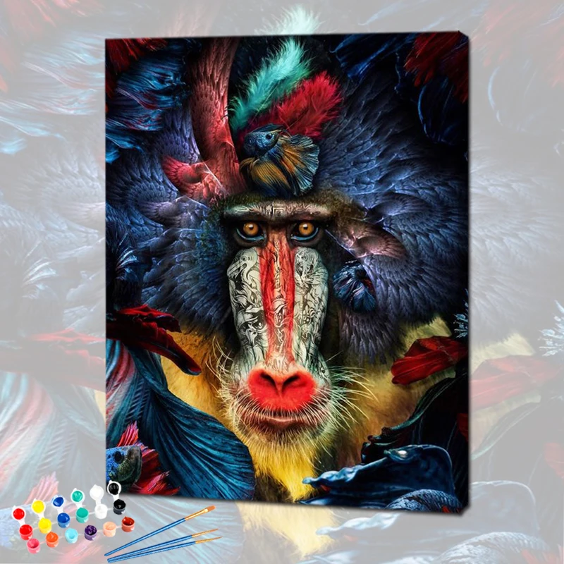 

PhotoCustom Oil Painting By Numbers Orangutan 60x75cm DIY Paint By Numbers On Canvas Animals Frameless Handpaint Home Decor