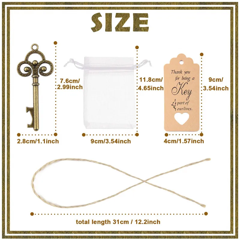 50 комплектов Свадебные сувениры ключ открывалка для винных бутылок органза