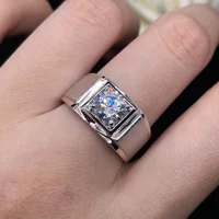 Pure White Gold 14K Male Ring Popular 1CT Diamond Men's Engagement Ring Original Gold Jewelry Lasting Forever Man's Love Ring