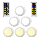 Светодиодный сенсорный светильник для шкафов с дистанционным управлением, светодиодный глушаемая лампа в виде шайбы, с теплым белымбелым светом, для кухни, закрытого шкафа, ночник