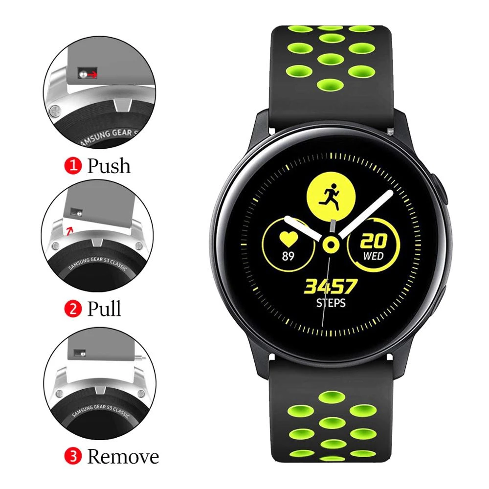 20mm 22mm strap for Samsung Galaxy watch 4 Classic/Active 2/Gear S3 Frontier silicone watchband bracelet Huawei GT/2e bands