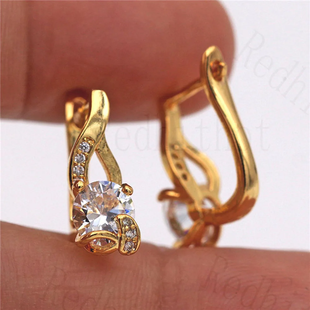 Новое поступление серьги кольца для женщин с круглым цирконием роскошные