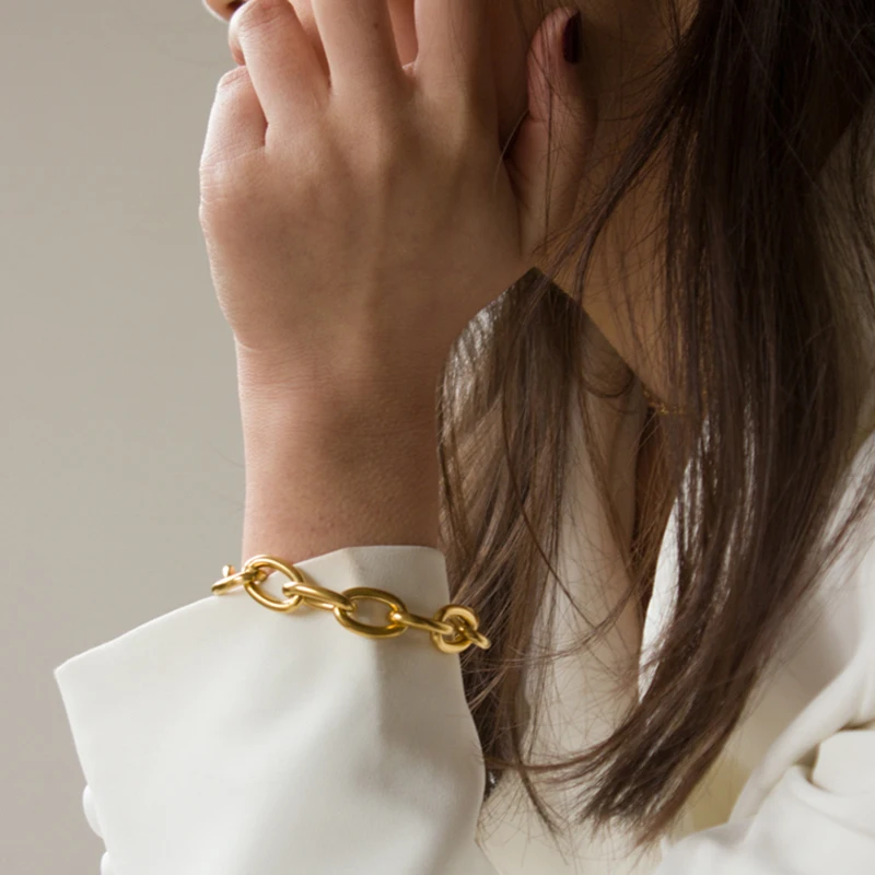 

FNIO Punk Curb Cuban Chain Bracelets Set for Women Geometry Boho Thick Gold Color Charm Bracelets Bangles Fashion Jewelry Gift