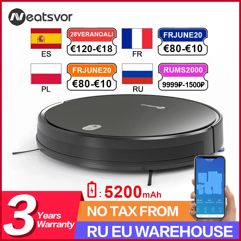 Робот пылесос NEATSVOR X520, 6000 па, 3 в 1, с автоматической зарядкой|Пылесосы| | АлиЭкспресс