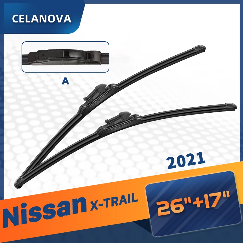 

Щетка стеклоочистителя CELANOVA для Nissan X-TRAIL 2021 26 дюймов + 17 дюймов, резиновые стеклоочистители без рамы