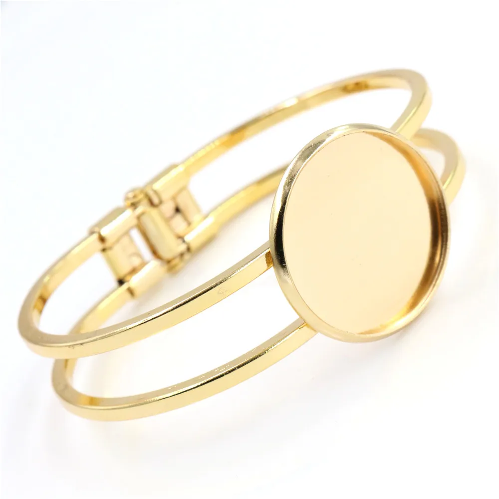 Высокое качество 20 мм посеребренный родиевый бронзовый браслет базовый пустые