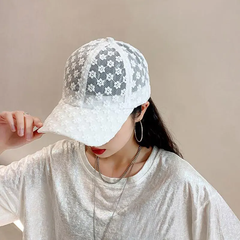 

Brand Summer Lace Flowers Baseball Cap For Women Breathable Mesh Girls Snapback Hip Hop Fashion Female Caps Adjustable