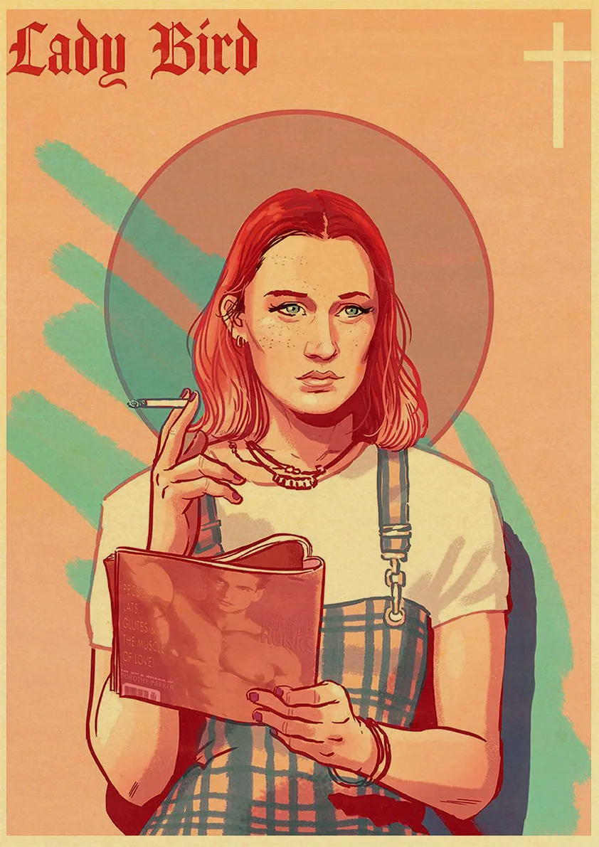 

Lady Bird Movie Greta-Gerwig-Film-Saoirse-Rona Movie Poster Kraft Paper Posters and Prints Wall Art Picture Home Room Decor