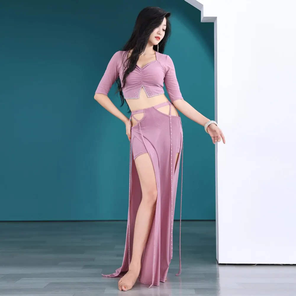 Костюм для танца живота женский Восточная тренировочная одежда однотонный