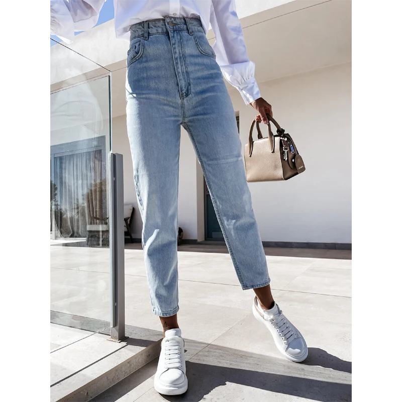 

Mom Jeans Straight Pants Washed Loose High Waist Plus Size Women Casual Boyfriends Cowboy Vintage Wide Leg Trousers 2021 New