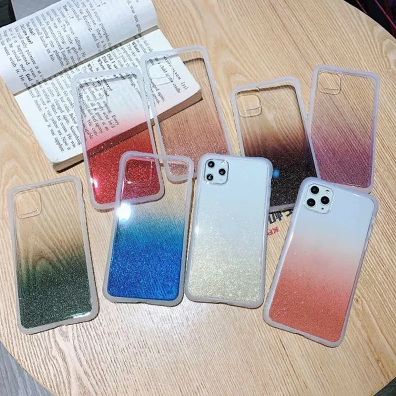 

Gradient Glitter Transparent Phone Case for IPhone 11 Pro Max Shockproof Soft IMD Cover Girl Case for Iphone 11 Protective Cover
