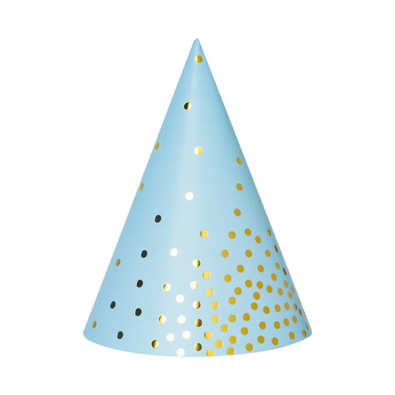 10pcs hat blue Многоцветный розовый синий черный белый бронзированный горошек праздничный набор столовой посуды одноразовые чашки пластины бумажные полотенца вечерние принадлежности - Цвет: 10pcs hat blue