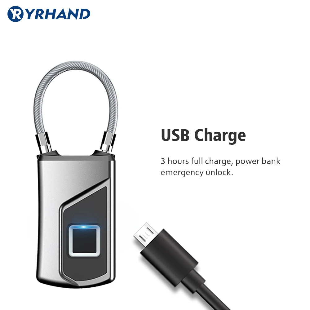Водонепроницаемый смарт замок IP66 с USB зарядкой и блокировкой по отпечатку