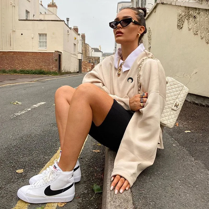 

TiLeewon women cotton casual moon embroidery loose two piece outfits tops Straight pants matching set simple fashion streetwear