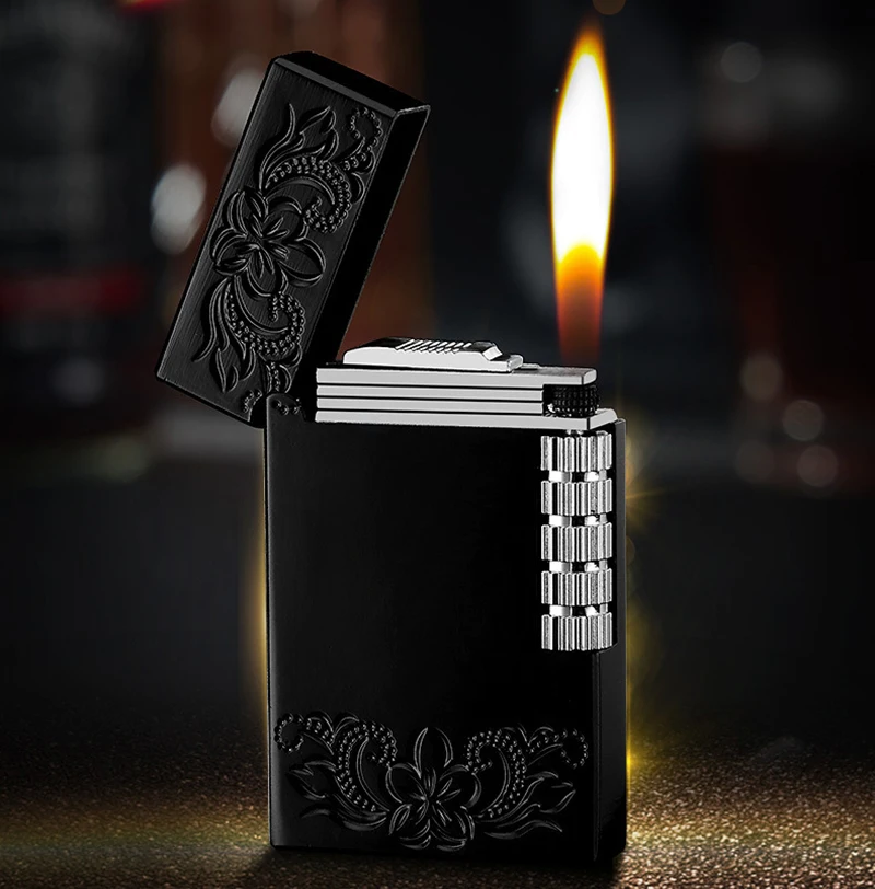 Креативная газовая зажигалка с открытым огнем индивидуальная металлическая