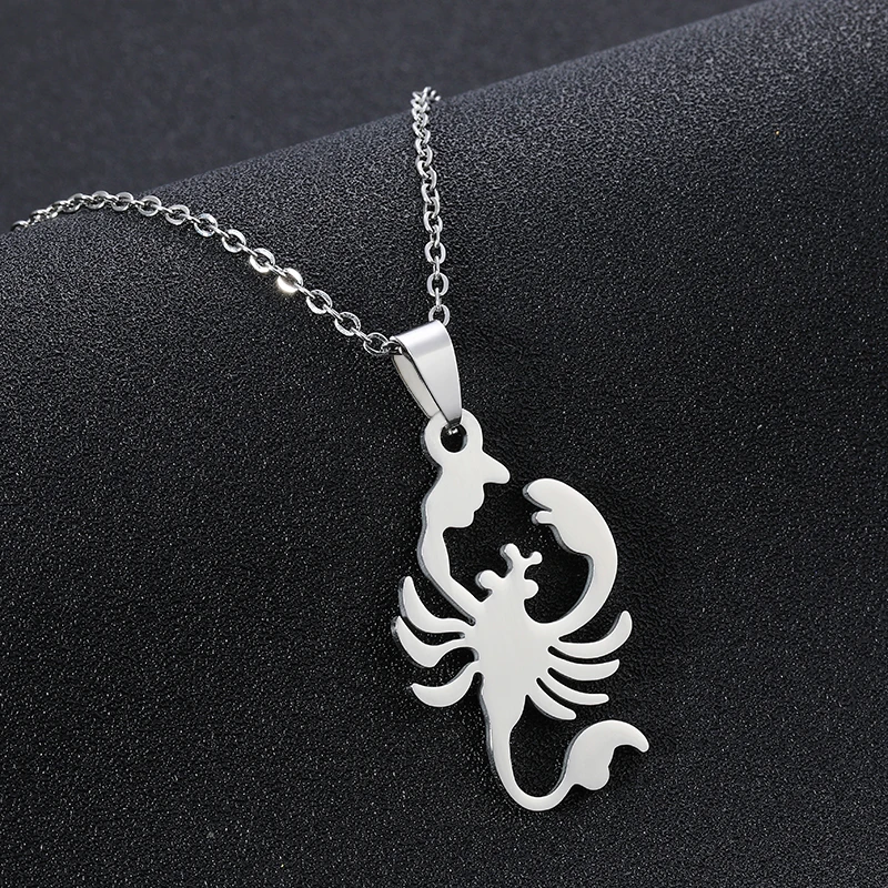 

Punk Scorpion Pendant Necklace And black leather chain necklace Bijoux 316L Stainless Steel Women/Men Necklace Jewelry