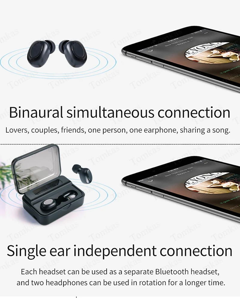TWS, беспроводные наушники, светодиодный дисплей, 2000 мА/ч, 5,0, Bluetooth наушники, водонепроницаемые наушники для телефона, спортивные, беспроводные Bluetooth гарнитуры