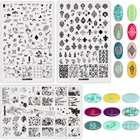 Пластины для ногтей из нержавеющей стали, шаблоны для штампов, наборы для художественного стемпинга с винтажным цветочным узором, пластины с изображением 5,7*3,7 дюйма, 4tplus