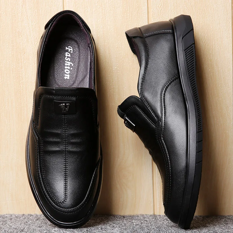 

Waterproof Casual Rubber Men Dress Shoes Solid Sneakers Shoe Men Loafers Genuine Leather lace 38-44#