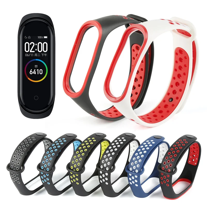 Ремешок силиконовый для смарт браслета Xiaomi Miband 4 цветной браслет аксессуары Mi