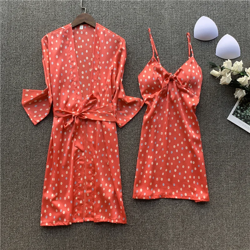 Женская атласная пижама сексуальный шелковый халат комплект одежды для сна