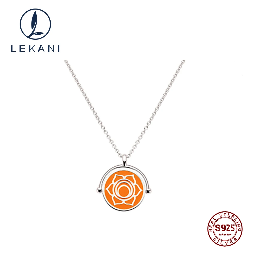 LEKANI элегантная чакра любовника оранжевые кристаллы от Swarovski цепочка ключицы 925 пробы Серебрянное ювелирное ожерелье рейки