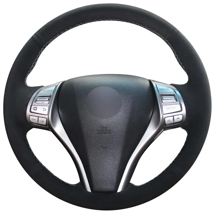 

DIY Personalized Super Soft Black Suede Car Steering Wheel Cover for Nissan Teana Altima 2013-2016 X-Trail QASHQAI Rogue