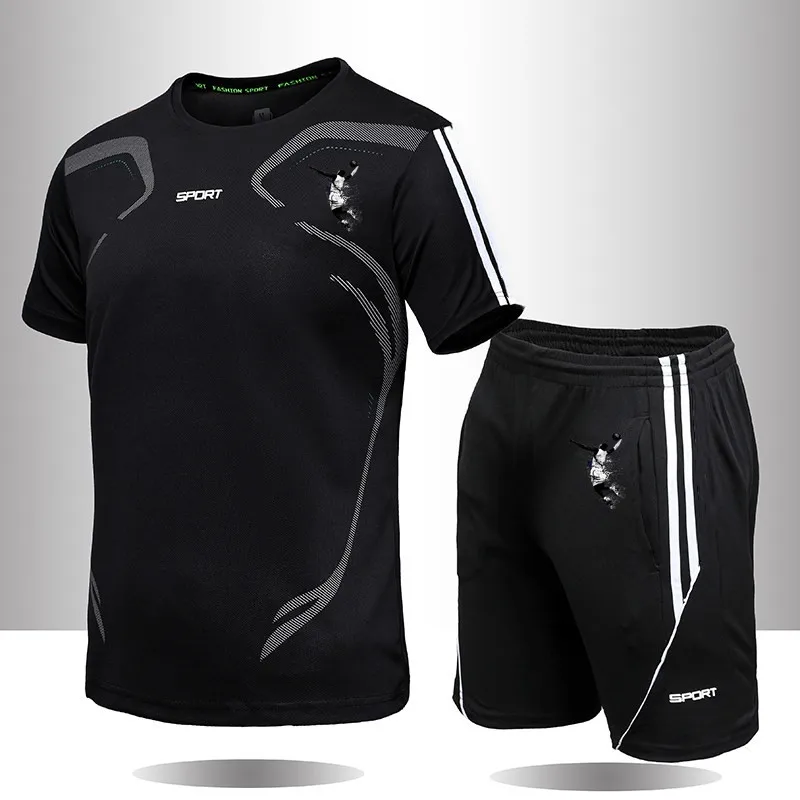 Костюм спортивный с коротким рукавом быстросохнущая рубашка для спортивного