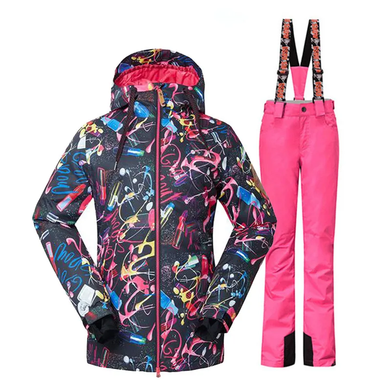 Модный черный женский зимний костюм наборы 10 к водонепроницаемый ветрозащитный