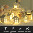 Гирлянсветильник в форме домика, 6,5*5,5 см, теплая, светодиодная, сказосветильник, для свадьбы, рождественвечерние, рождественского дома