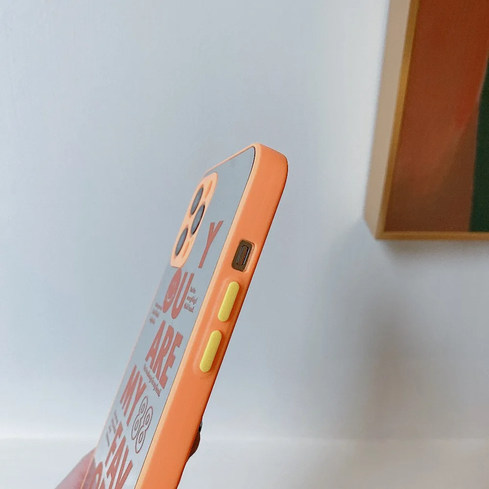 

sumkeymi Letter Make Up Mirror Phone Case for IPhone 7 8 Plus Case for IPhone 12 11 Pro XR XS Max Soft TPU Silicone Frame