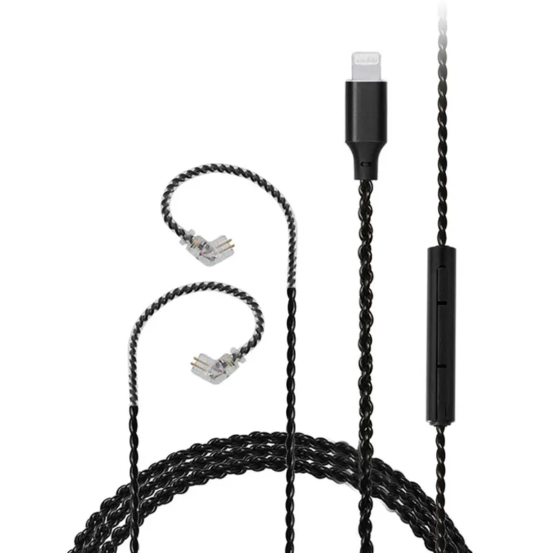 

Кабель для наушников QDC/mmcx/0,78 для apple c100, разъем lightning, 4 ядра, 5N, высокочистый кабель OFC, 3 кнопки для Shure/KZ/ZSN/FiO