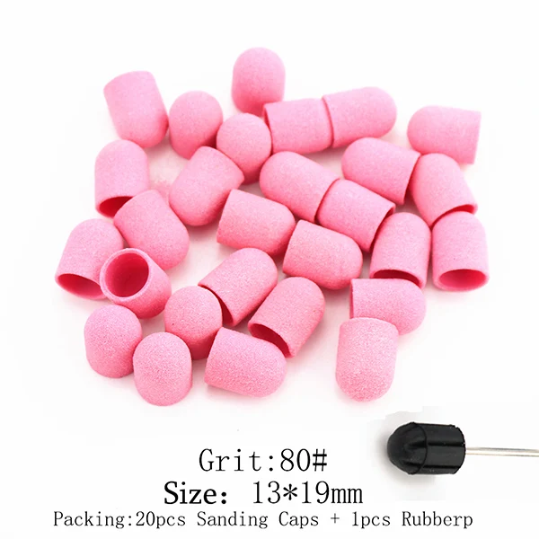 80 Grit (13-19) 21 шт./упак. Пластик база, инструменты для шапки резиновое рупорное педикюр Полировка песочный кильблок Электрический Маникюрный Фрезер, Аксессуары для инструментов - Цвет: 80 Grit (13-19)