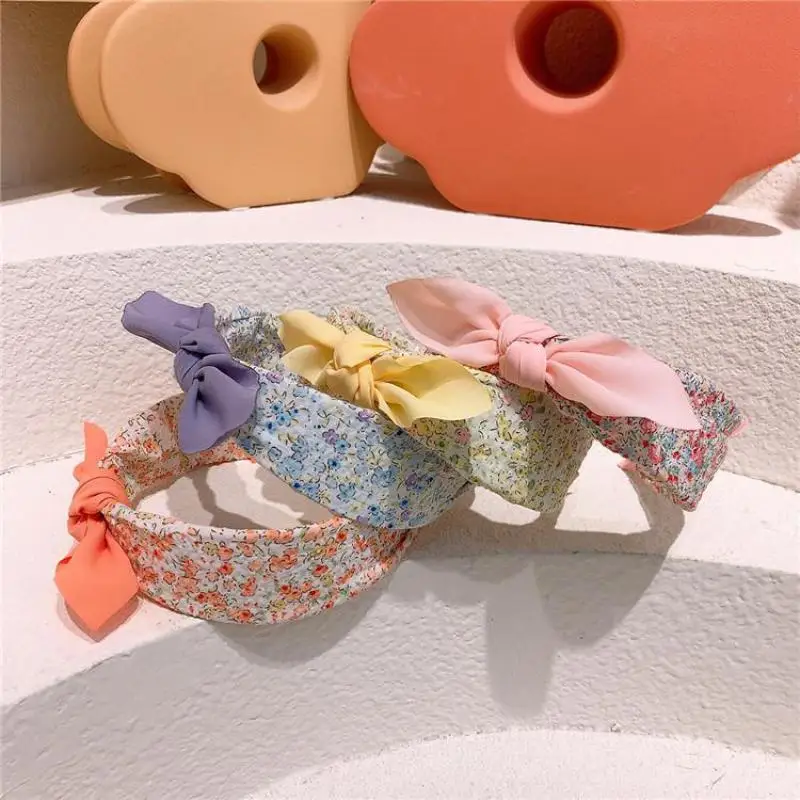 Diademas con estampado Floral para ni&ntilde;a, accesorios para el cabello para ni&ntilde;a, herramientas de estilismo para el cabello, Diadema con lazo, tocado diario para ni&ntilde;a-1