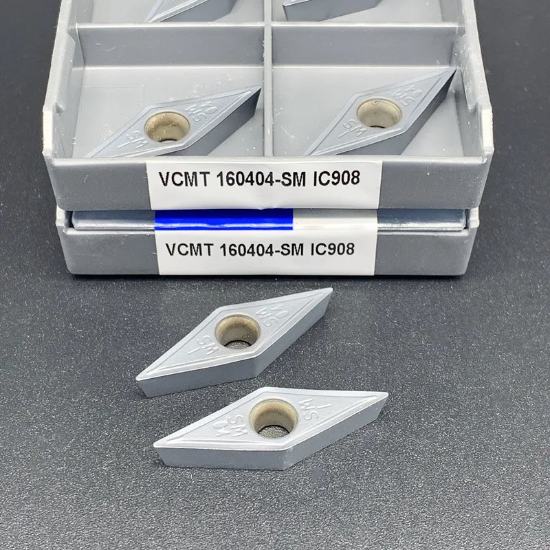 

Карбидные вставки VCMT160404 SM IC907, 10 шт., режущие лезвия VCMT160408 SM IC907 IC908 для токарного станка с ЧПУ