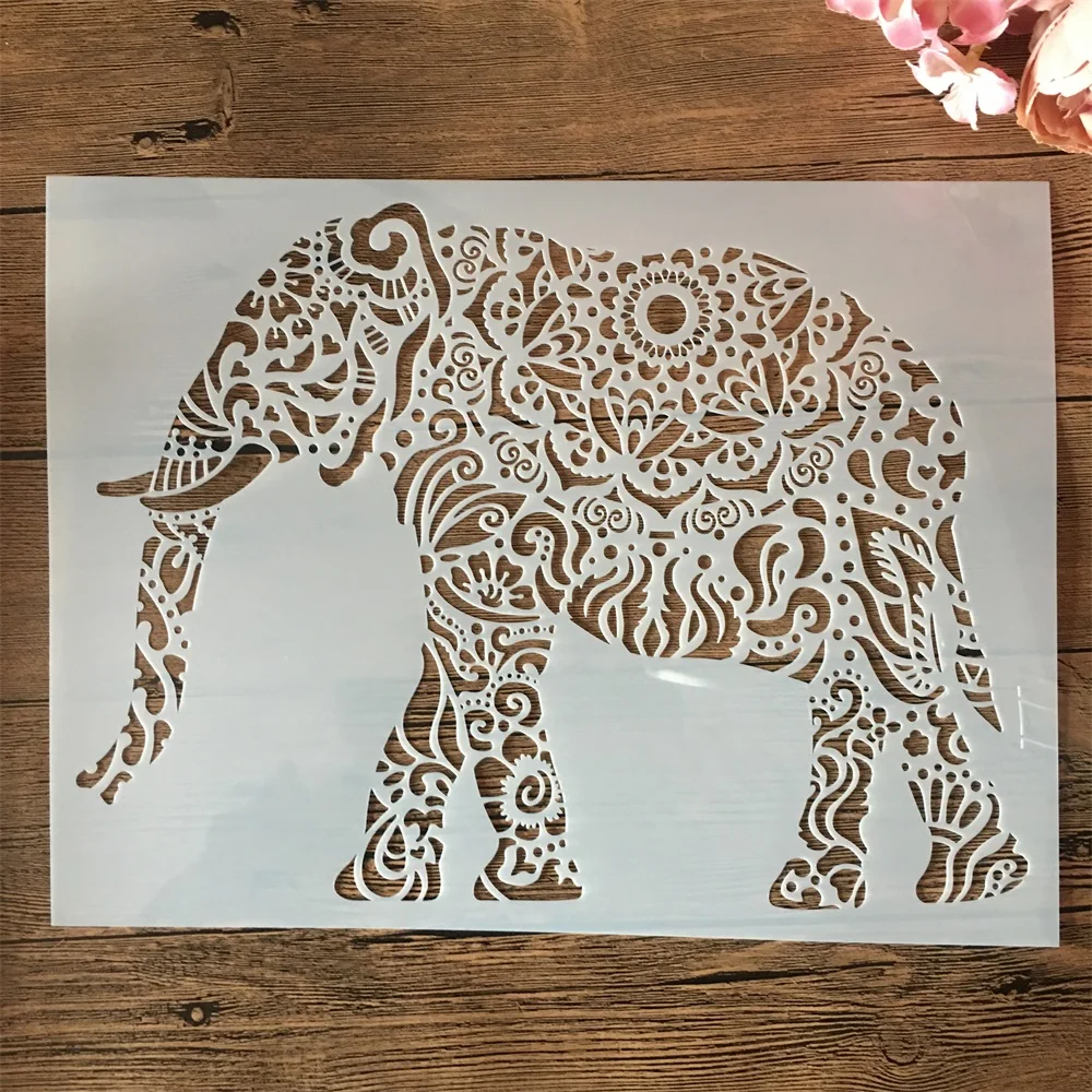XL 35*26cm Large Mandala Elephant DIY Layering Stencils Painting Scrapbook Coloring Embossing Album Decorative Template