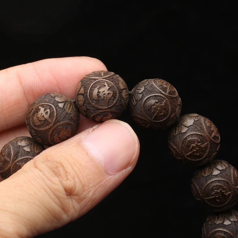 Браслет из натурального черного дерева с бусинами буддийский Розарий для