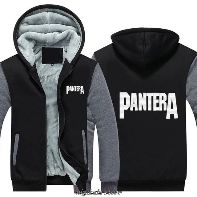 MIDUO Heavy Metal Pantera рок группа зимние пальто на молнии с капюшоном толстое пальто мужские теплые панк толстовки хлопковая куртка - Цвет: Темно-серый