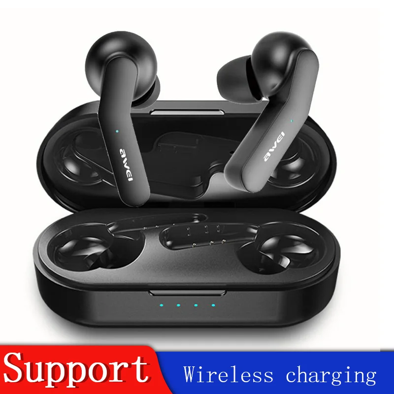 With wireless Newset AWEI T10C TWS беспроводные bluetooth-наушники auriculares Bluetooth inalambrico, гарнитура с управлением, гарнитура для xiaomi - Цвет: With wireless