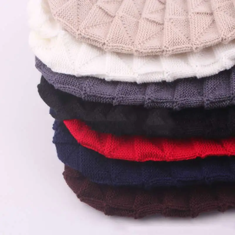 Модная вязаная крючком шапка NIN668 для женщин на осень и зиму однотонная теплая