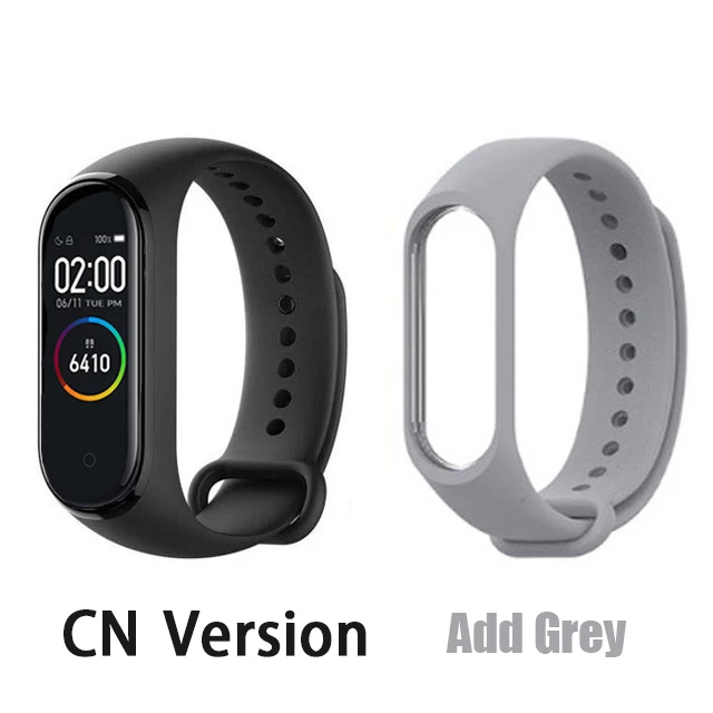 CN add gray strap Глобальная версия Xiaomi Mi Band 3 Смарт-Браслет фитнес-браслет 3 большой сенсорный экран сообщение частота сердечных сокращений Smartband - Цвет: CN add gray strap
