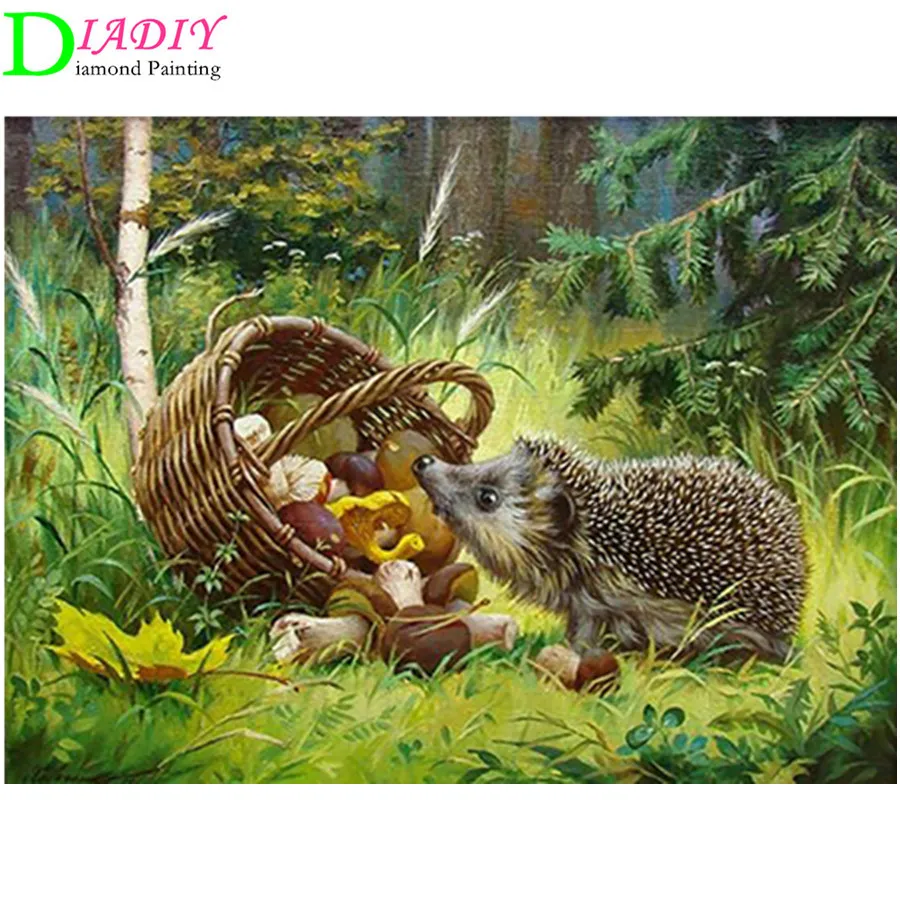 

5D DIY Diamond Painting Animal Cute Hedgehog &Dandelion Cross Stitch Full Square Diamond Embroidery Mosaic Picture Rhinestones