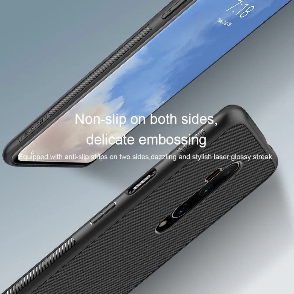 Для Oneplus 7T Pro задняя крышка чехол NILLKIN клетчатый синтетический карбоновый чехол для телефона бампер чехол для Oneplus 7T Pro