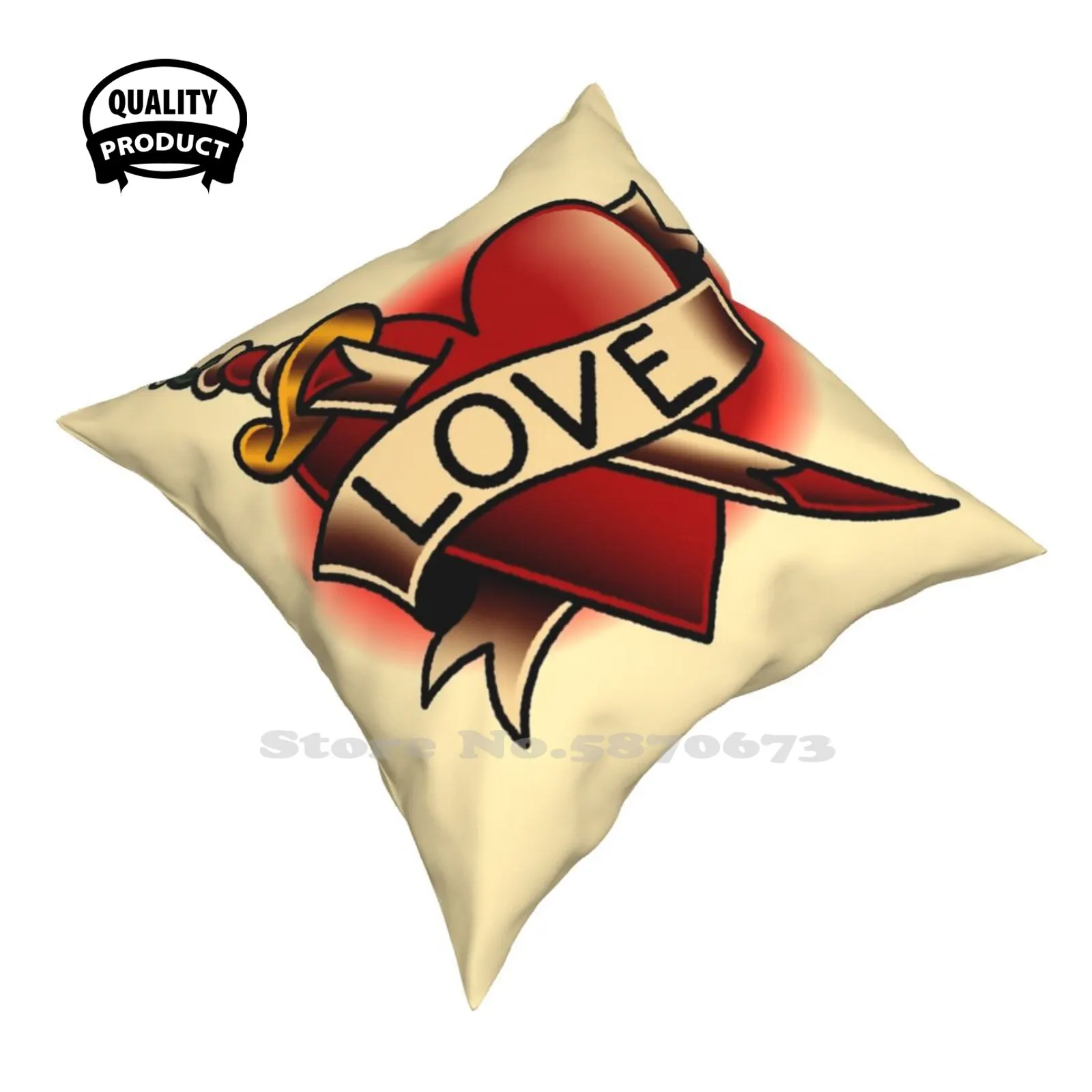 Наволочка с татуировкой в виде сердца для спальни и офиса |