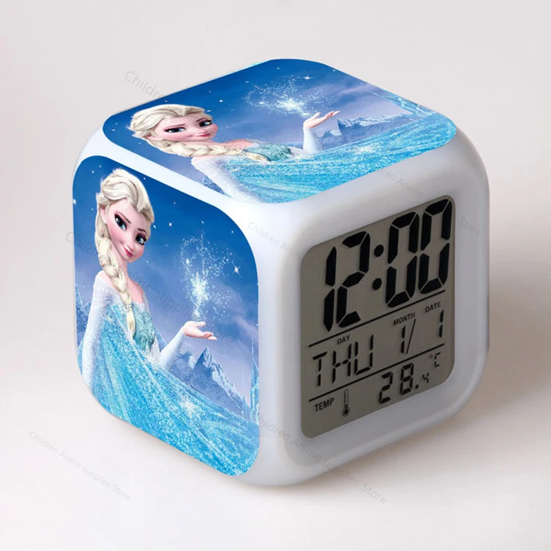 

Disney Frozen 2 LED Alarm Clock Toys FROZEN Elsa Queen Princess Anna Colorful Mood Square Clock Can Be Luminous and Rechargeable