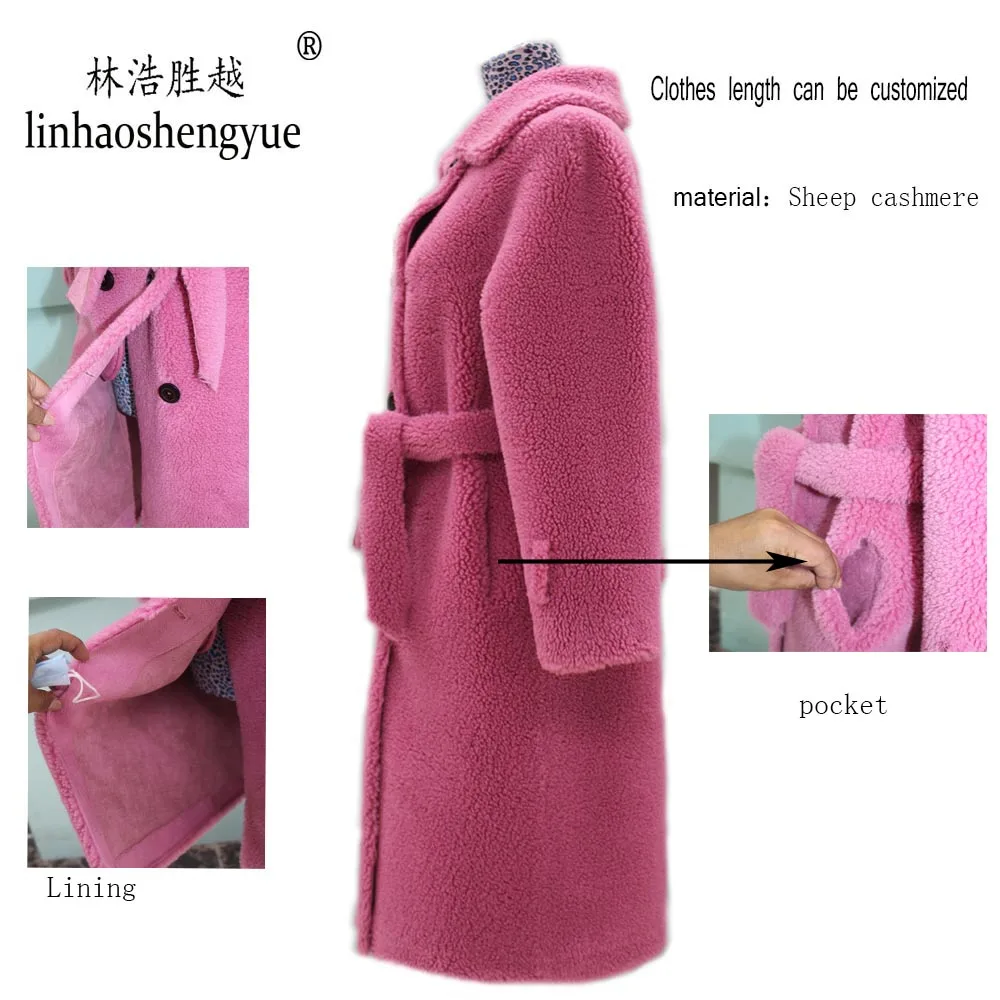 Linhaoshengyue  2020 Spring New Fashion Women Blends Wool100cm  Coat Spring Autumn Winter Fashion Freeshipping